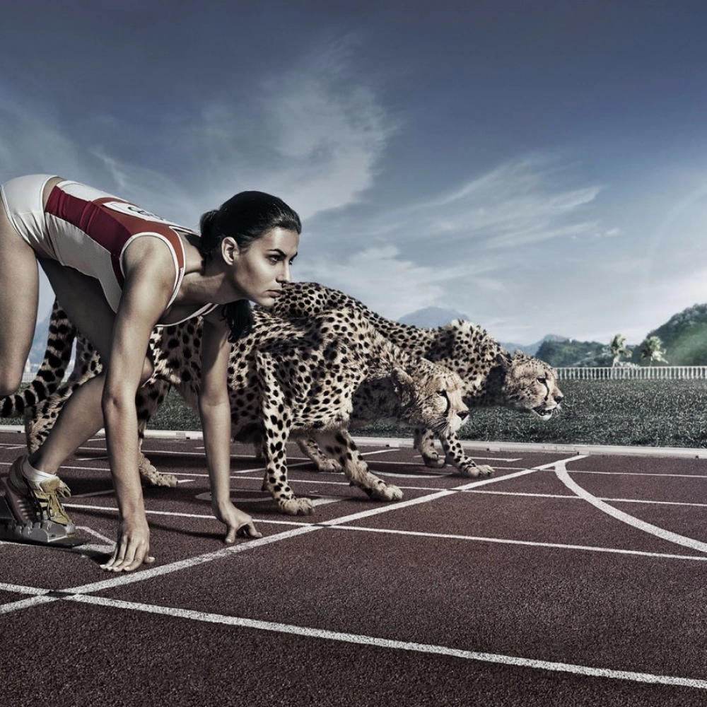 Cheetah and young women in Race Mobile case cover - Image 2