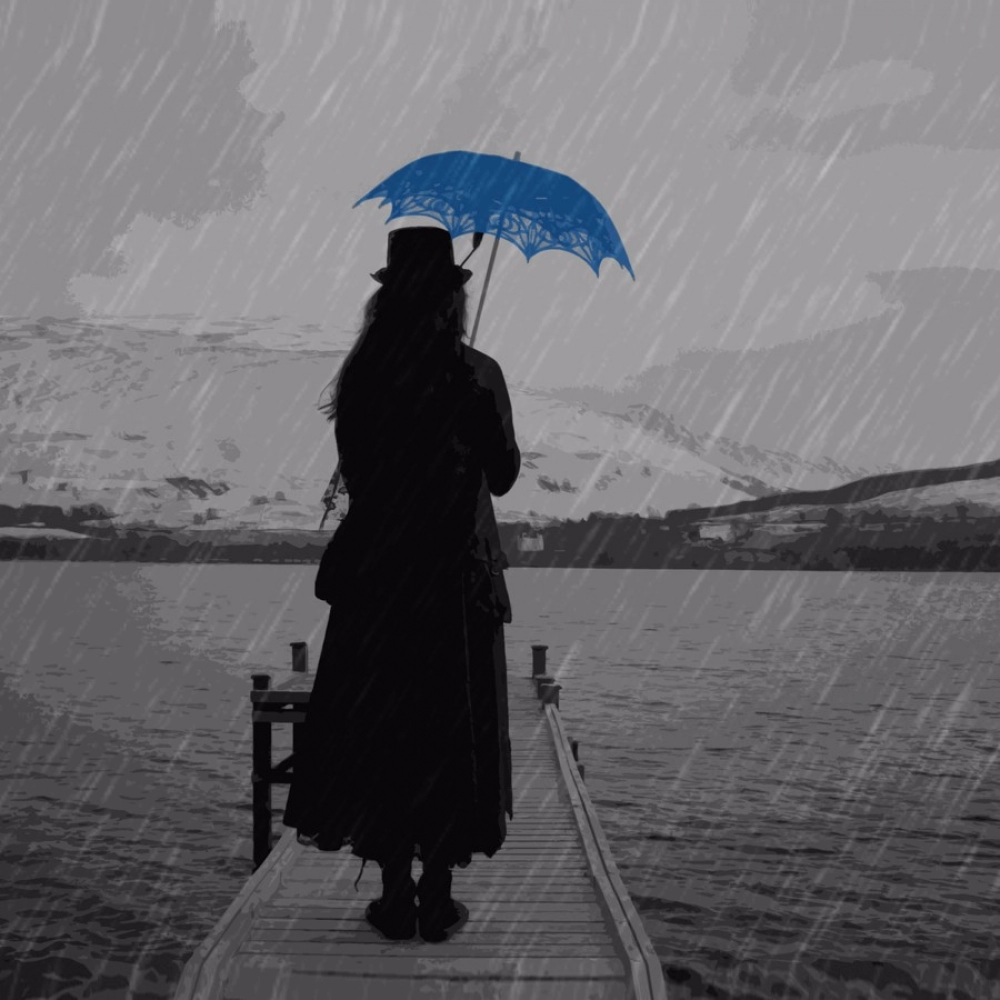 Girl enjoy raining with umberlla Mobile Case Cover - Image 2