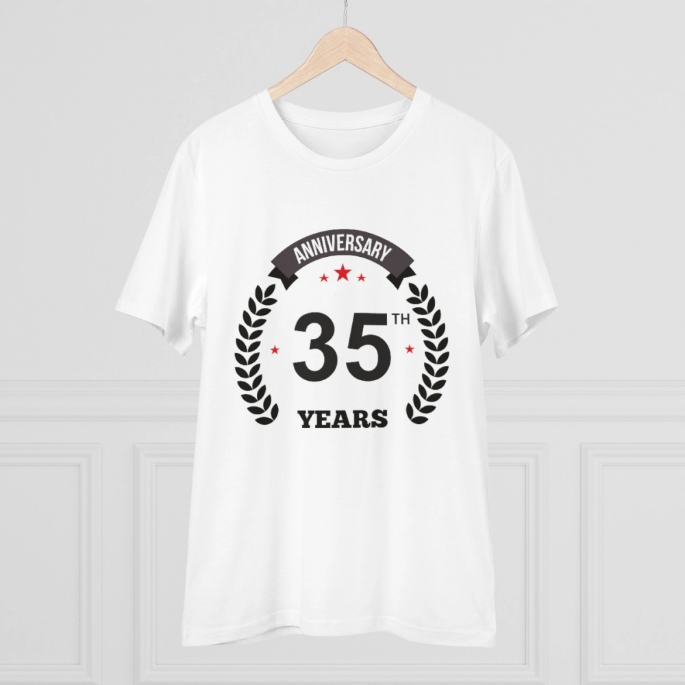 Generic Men's PC Cotton 35th Anniversary Printed T Shirt (Color: White, Thread Count: 180GSM) - Image 3