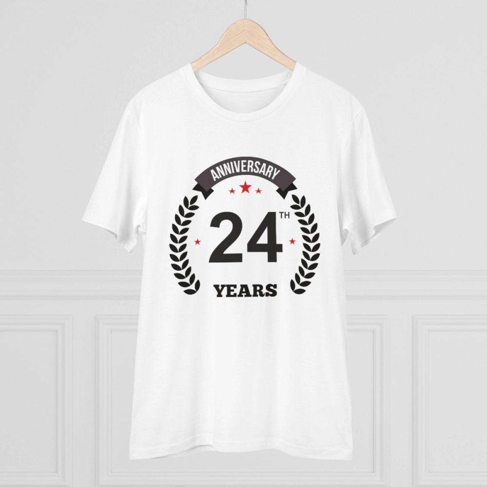 Generic Men's PC Cotton 24th Anniversary Printed T Shirt (Color: White, Thread Count: 180GSM) - Image 3