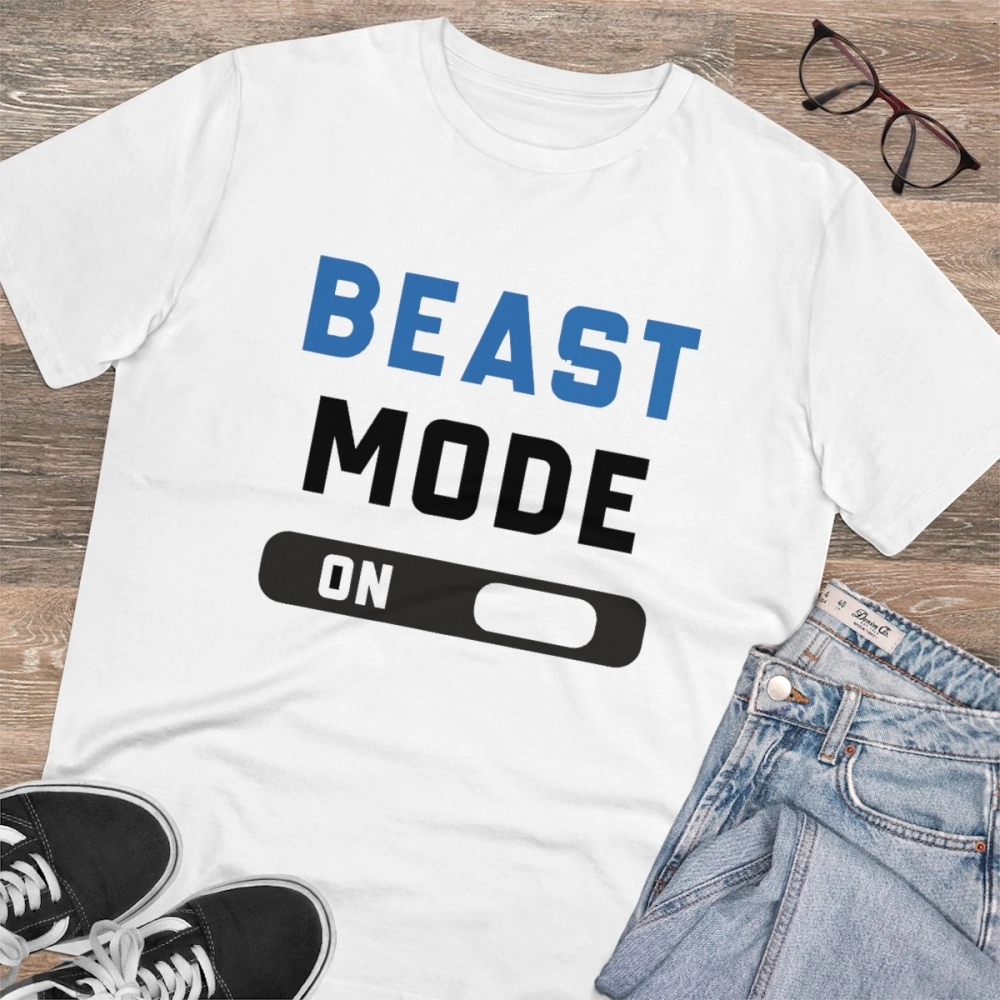 Generic Men's PC Cotton Beast Mode On Printed T Shirt (Color: White, Thread Count: 180GSM) - Image 4