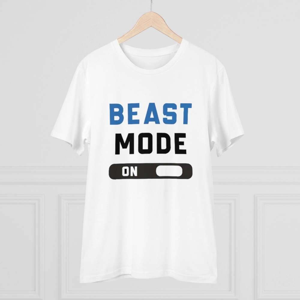 Generic Men's PC Cotton Beast Mode On Printed T Shirt (Color: White, Thread Count: 180GSM) - Image 3