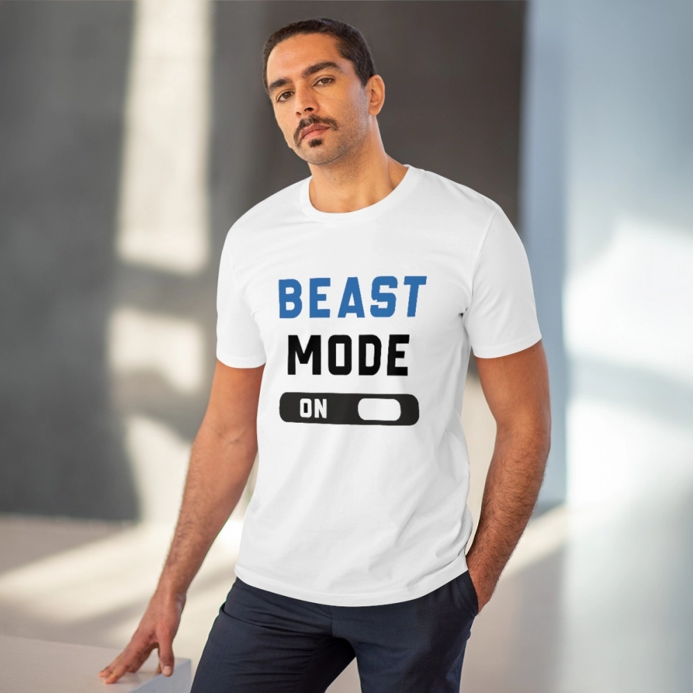 Generic Men's PC Cotton Beast Mode On Printed T Shirt (Color: White, Thread Count: 180GSM) - Image 6