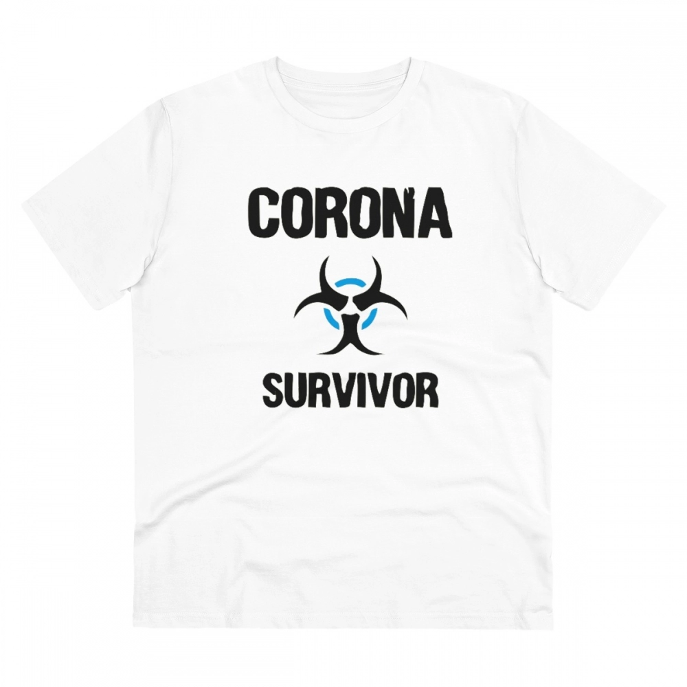 Generic Men's PC Cotton Corona Survivor Printed T Shirt (Color: White, Thread Count: 180GSM)