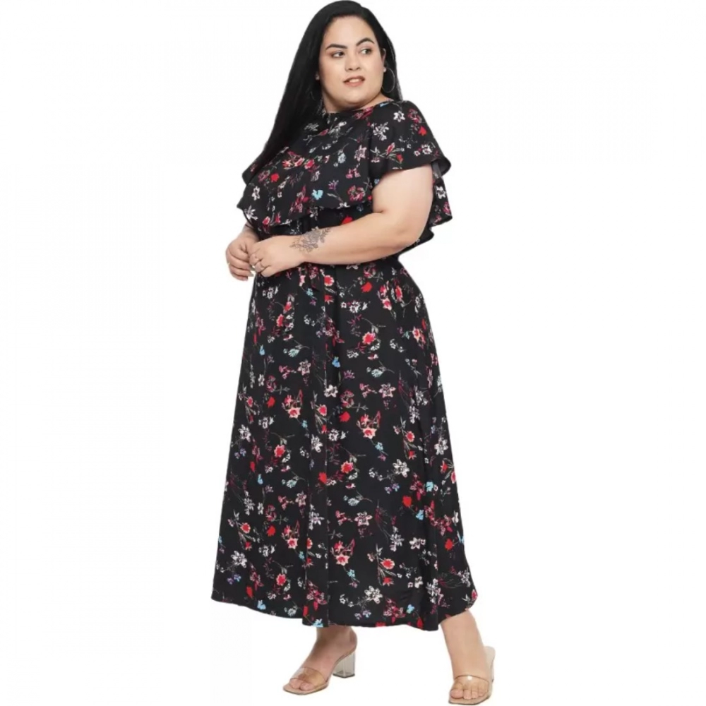 Generic Women's Fit And Flare Black Dress (Color:Black, Material:Polyester) - Image 4