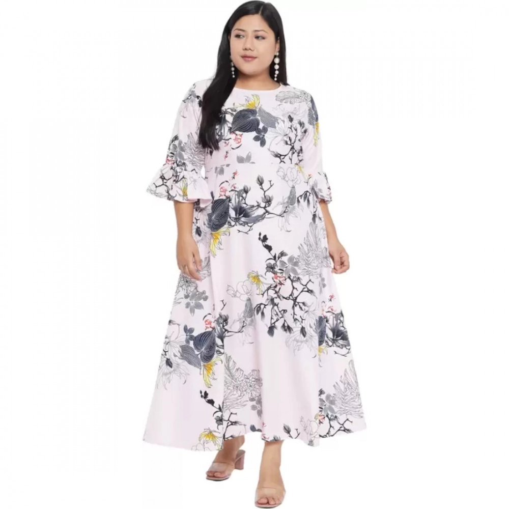 Generic Women's Fit And Flare White Dress (Color:White, Material:Polyester) - Image 3