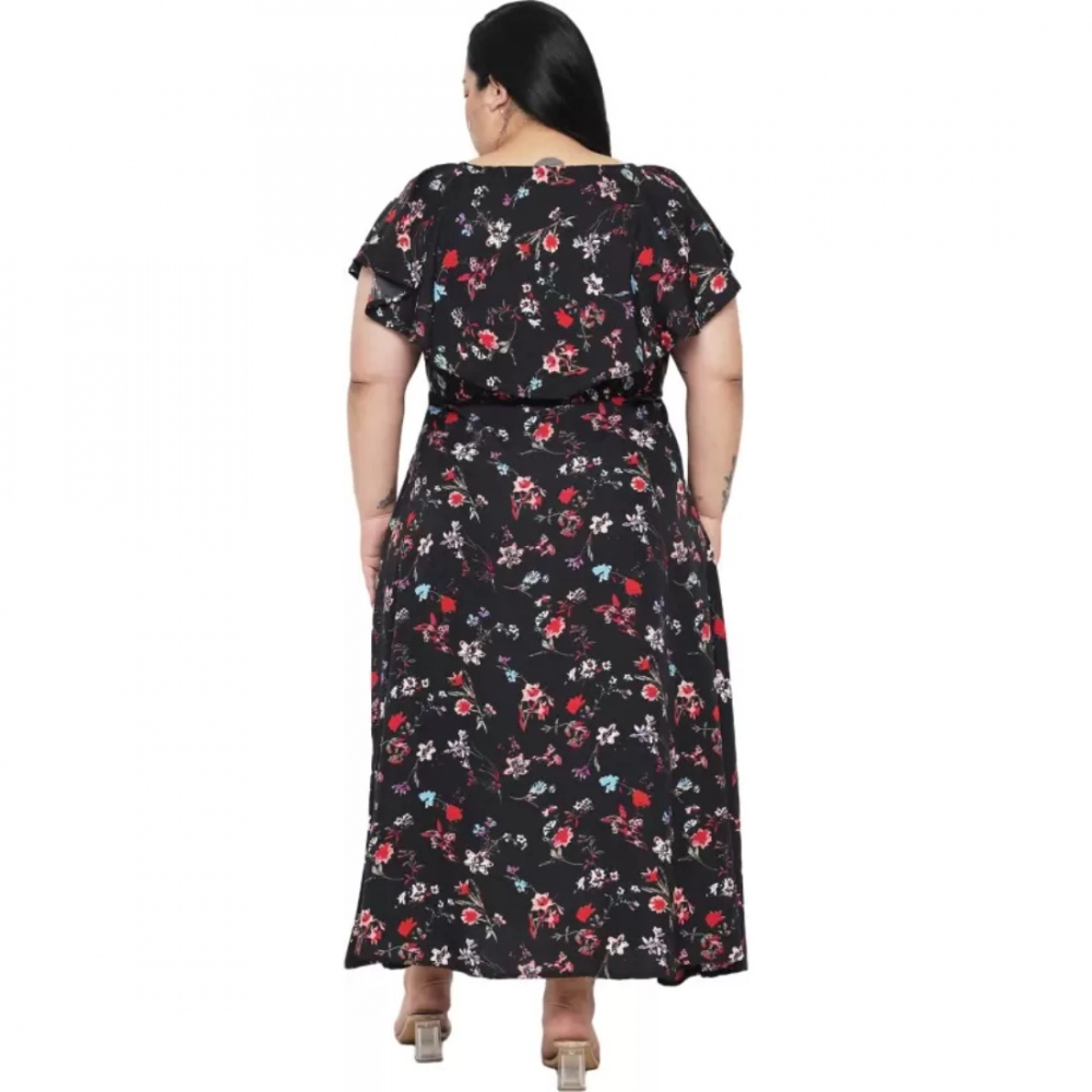 Generic Women's Fit And Flare Black Dress (Color:Black, Material:Polyester) - Image 6