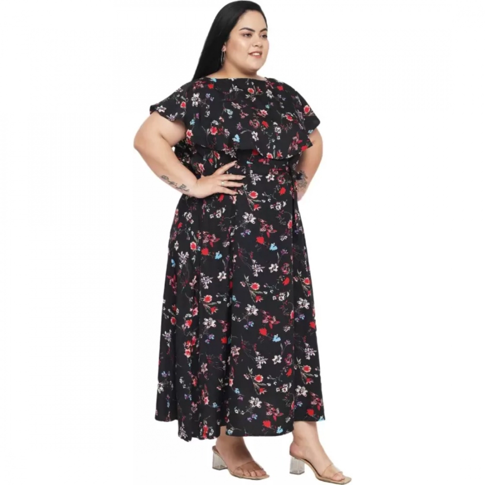 Generic Women's Fit And Flare Black Dress (Color:Black, Material:Polyester) - Image 2