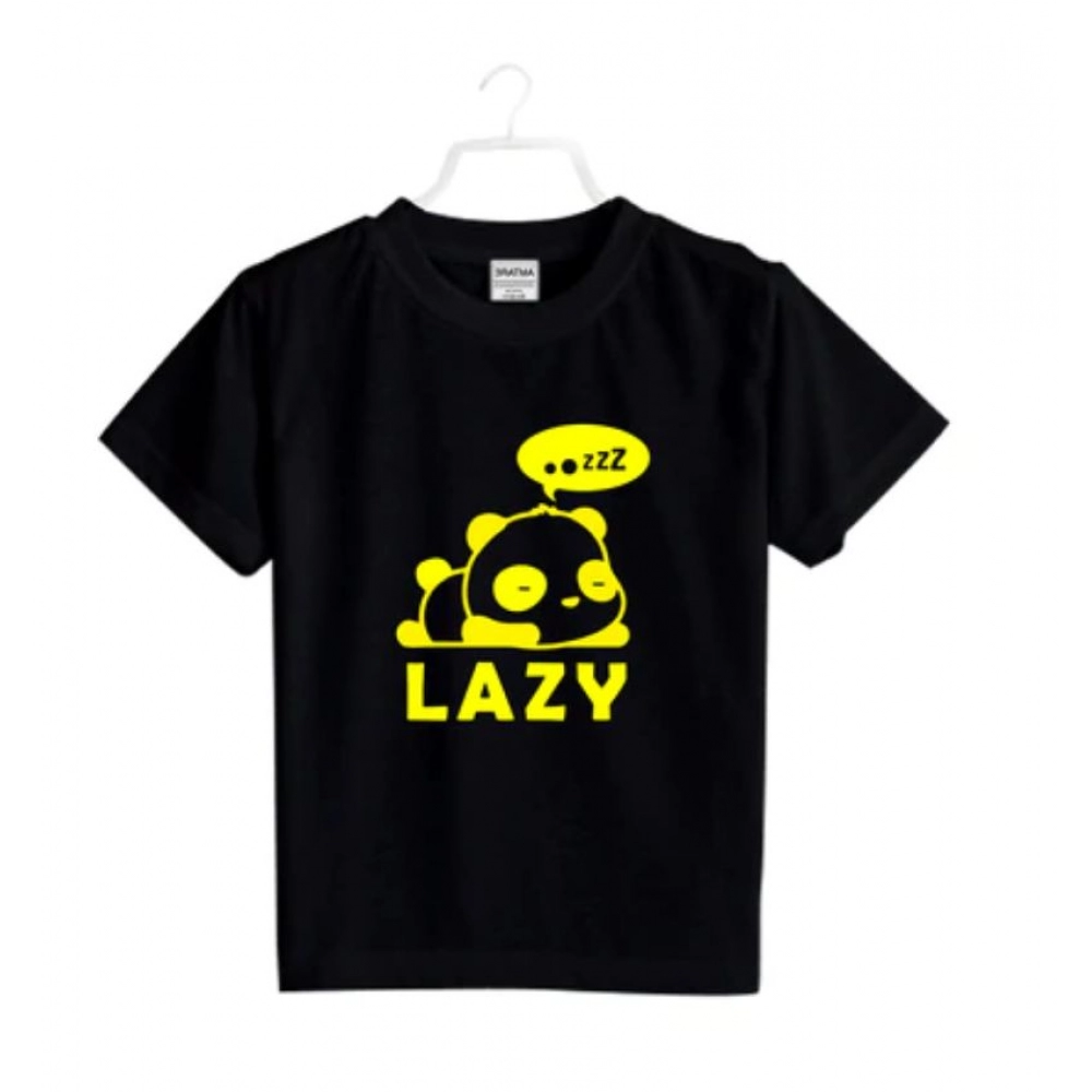 Generic Boys Cotton Lazy Half Sleeve TShirt (Black) - Image 2
