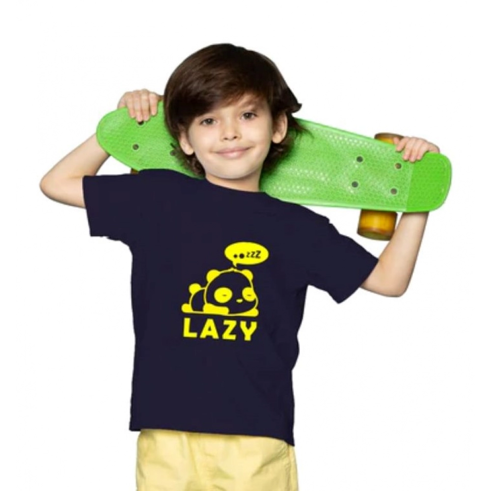 Generic Boys Cotton Lazy Half Sleeve TShirt (Black) - Image 4