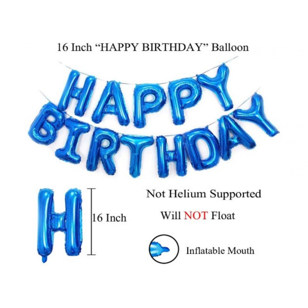Generic 6Th Happy Birthday Decoration Combo With Foil And Star Balloons (Blue, Silver) - Image 3