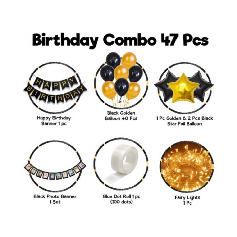 Generic Happy Birthday Decoration Combo Of Foil Curtain, Banner And Balloons (Multicolor) - Image 2