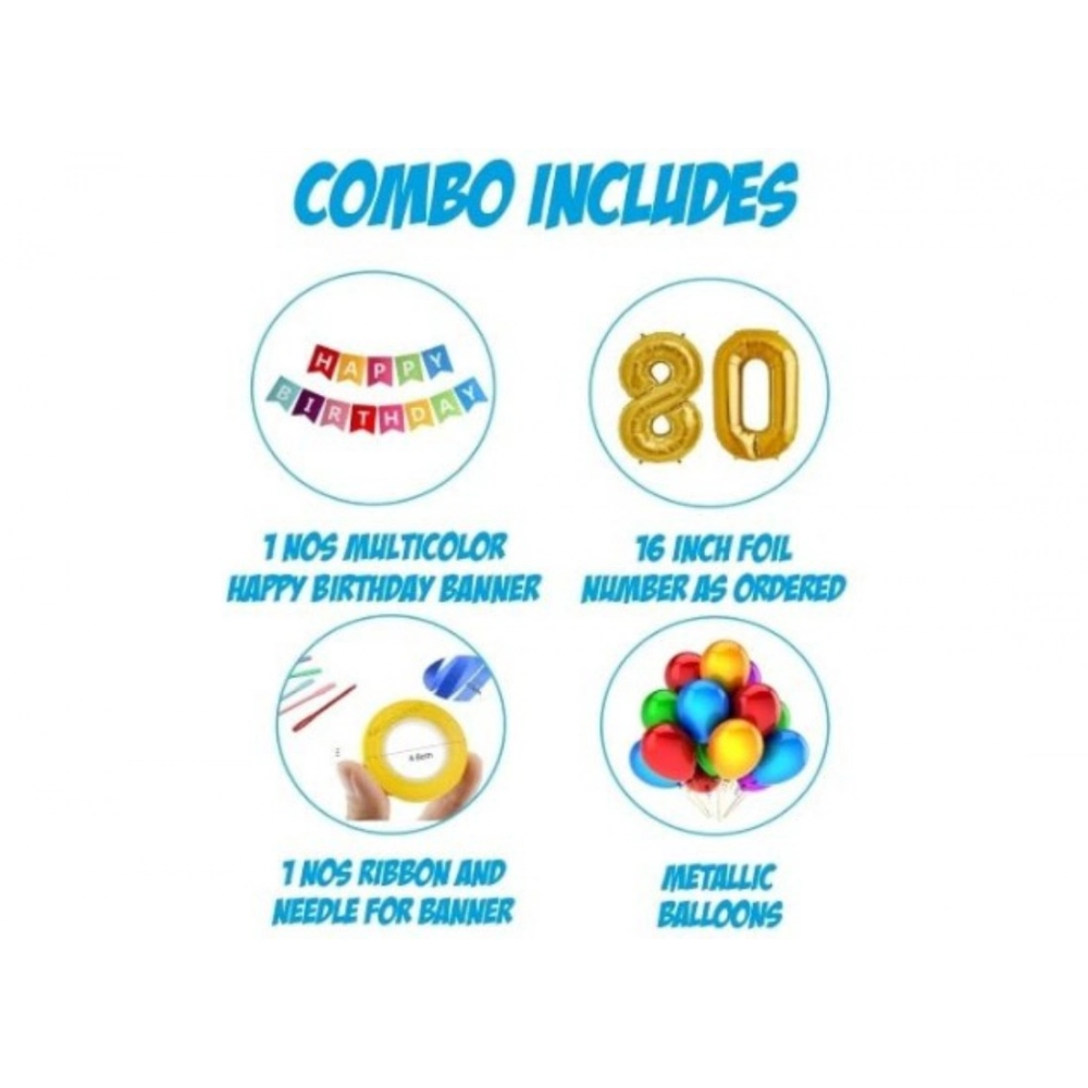 Generic 29Th Happy Birthday Decoration Combo With Multi Color Banner (Golden) - Image 2