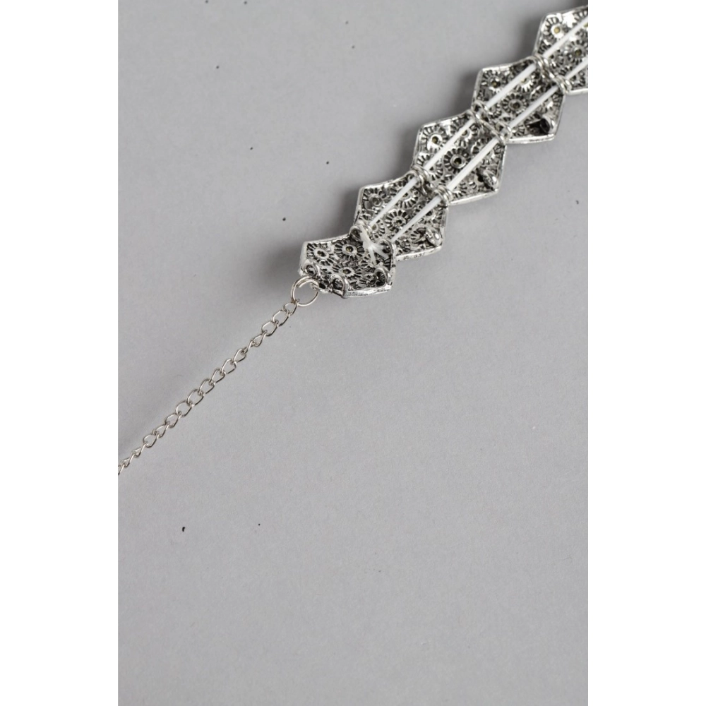 Generic Women's Rose Gold Plated Alloy Choker (Silver & Black) - Image 4