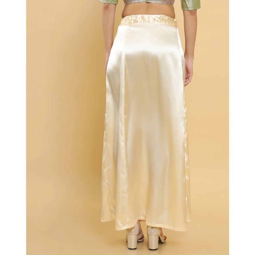 Generic Women's Silk Solid Free Size Petticoat (Cream) - Image 4