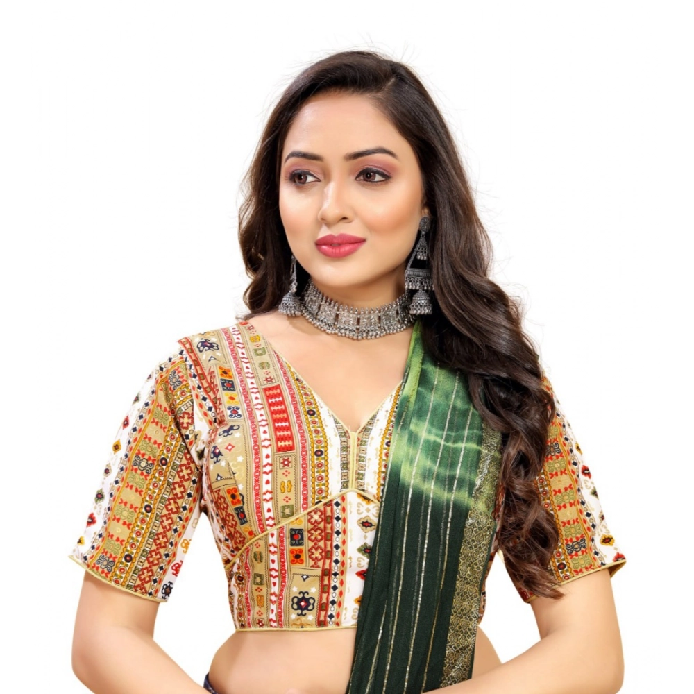 Generic Women's Cotton Blend Plain Readymade Blouse (White, Size: Free Size) - Image 4