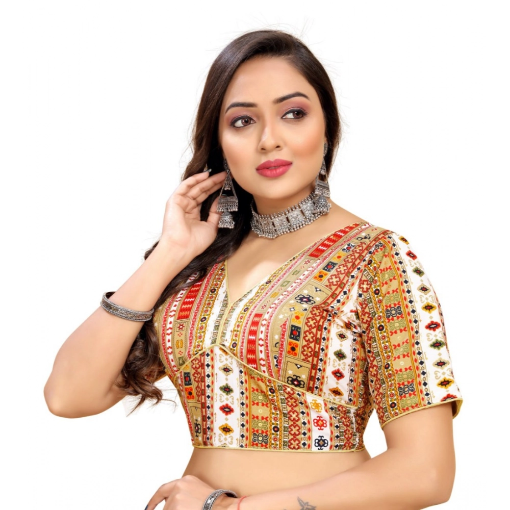 Generic Women's Cotton Blend Plain Readymade Blouse (White, Size: Free Size) - Image 2