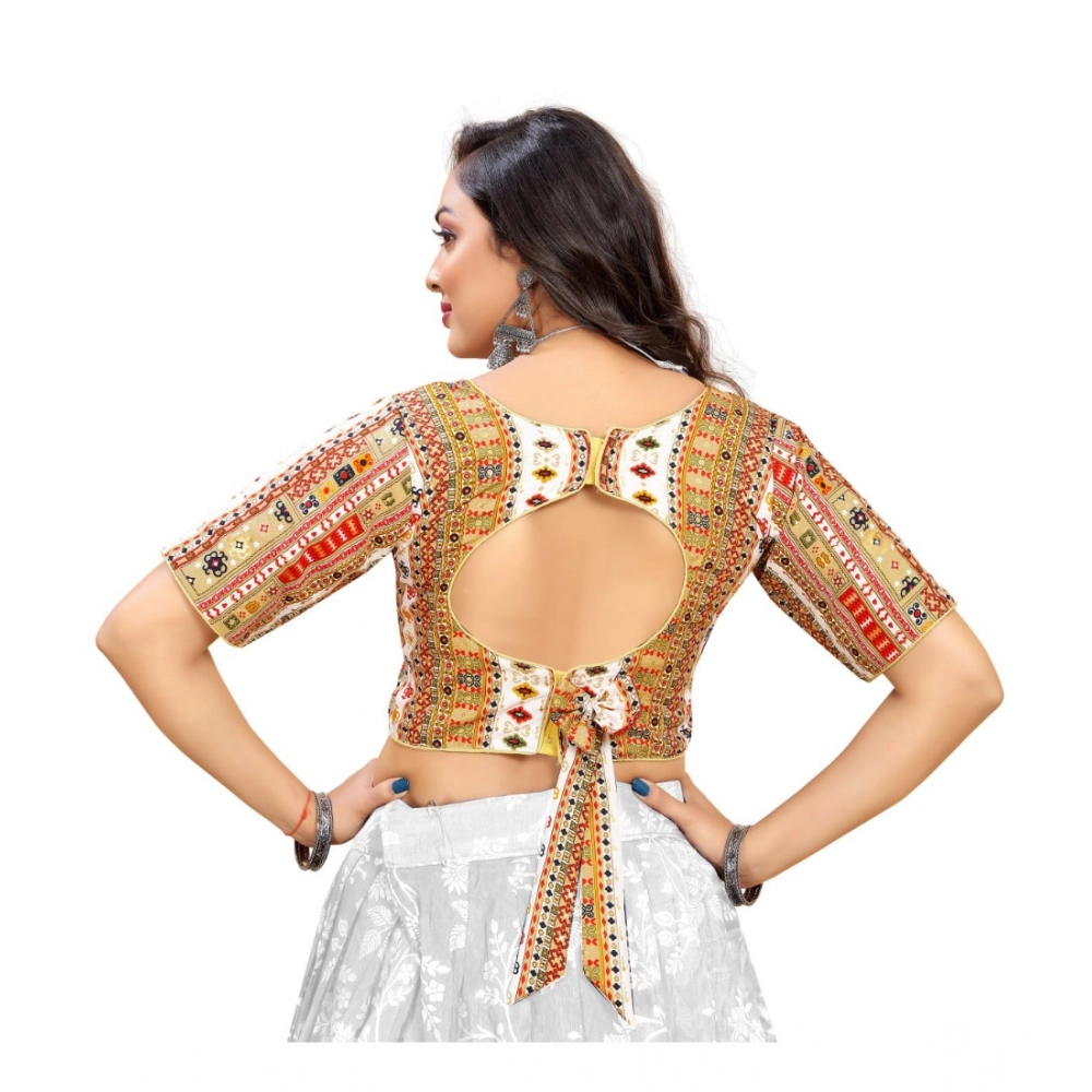 Generic Women's Cotton Blend Plain Readymade Blouse (White, Size: Free Size) - Image 5