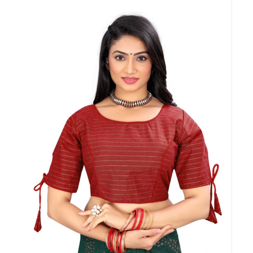 Generic Women's Cotton Thread Work Readymade Blouse (Red, Size: Free Size)