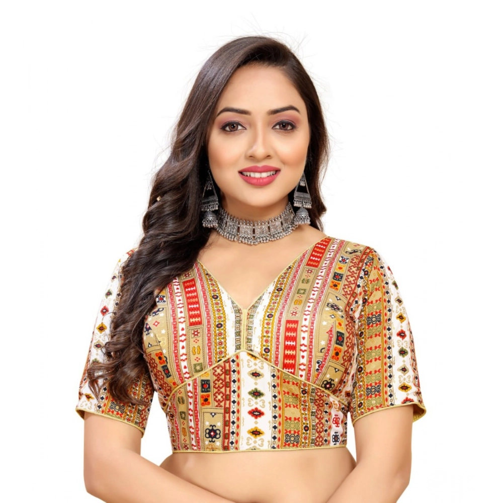 Generic Women's Cotton Blend Plain Readymade Blouse (White, Size: Free Size)