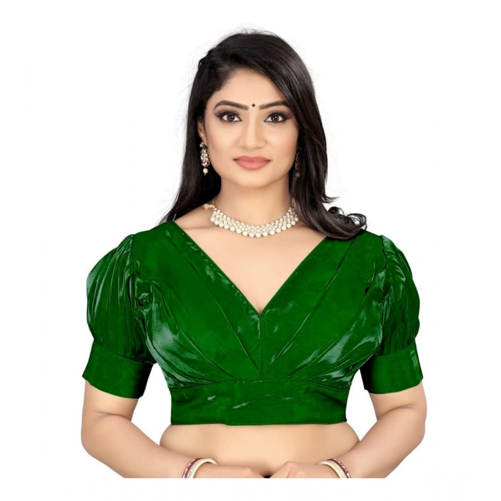 Generic Women's Organza Plain Readymade Blouse (Green, Size: Free Size)