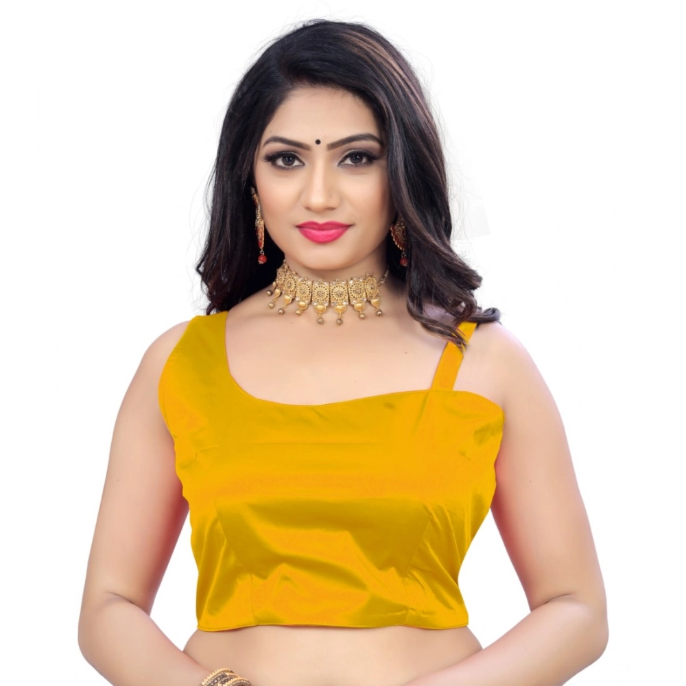 Generic Women's Satin Satin Readymade Blouse (Mustard, Size: Free Size)