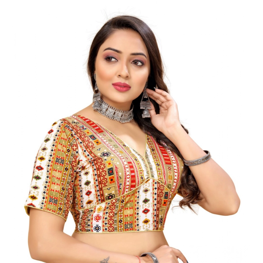 Generic Women's Cotton Blend Plain Readymade Blouse (White, Size: Free Size) - Image 3