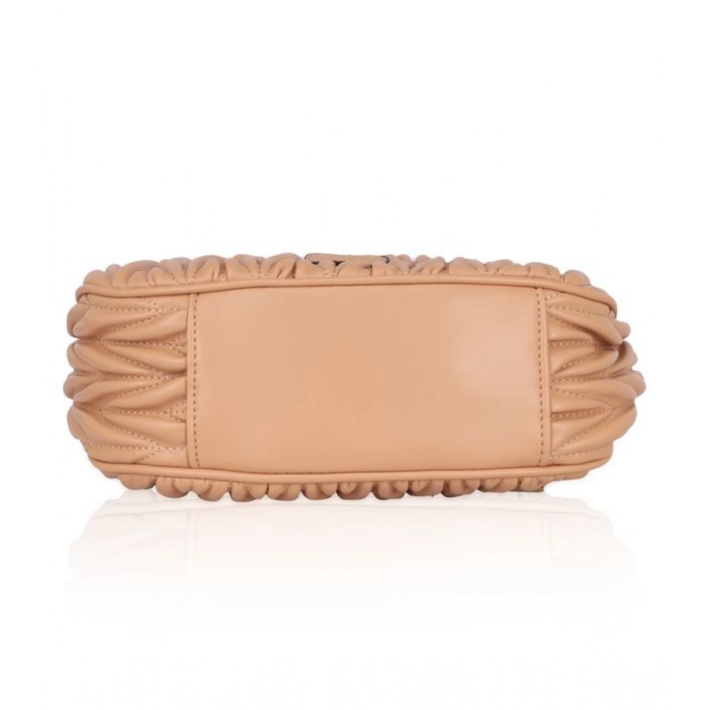 Generic Women's Faux Leather Textured Handbag (Beige) - Image 3