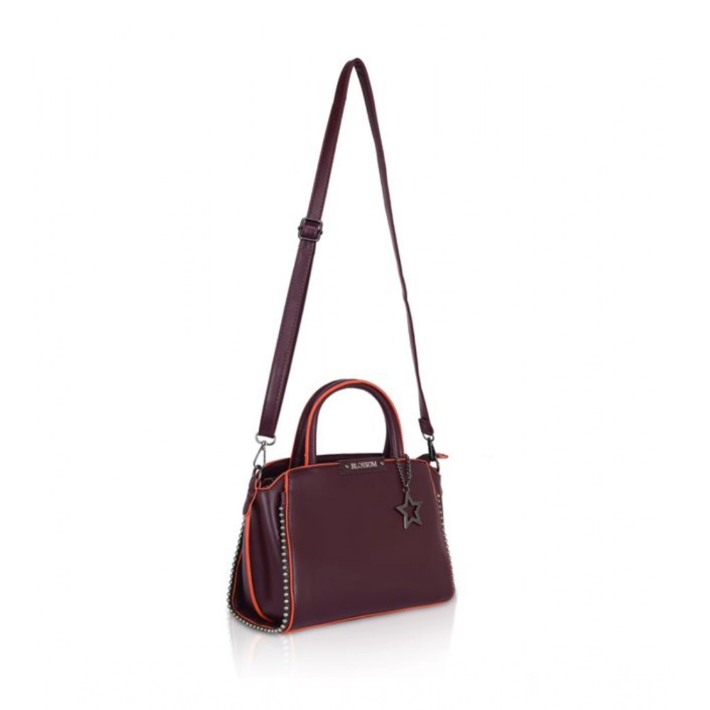 Generic Women's Faux Leather Metal Beads Handbag (Wine Red) - Image 2
