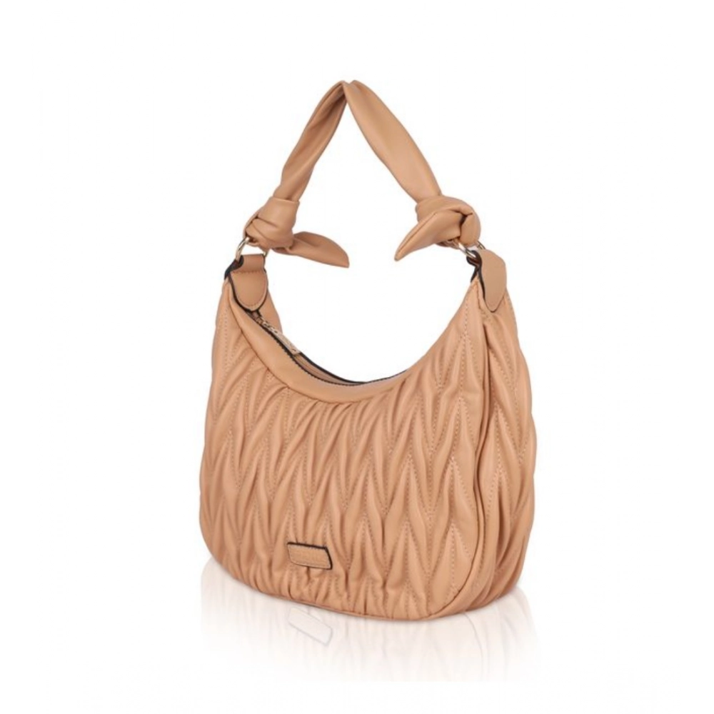 Generic Women's Faux Leather Textured Handbag (Beige) - Image 6