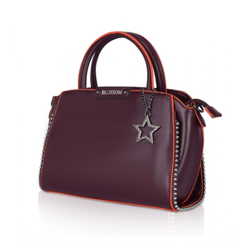 Generic Women's Faux Leather Metal Beads Handbag (Wine Red) - Image 6