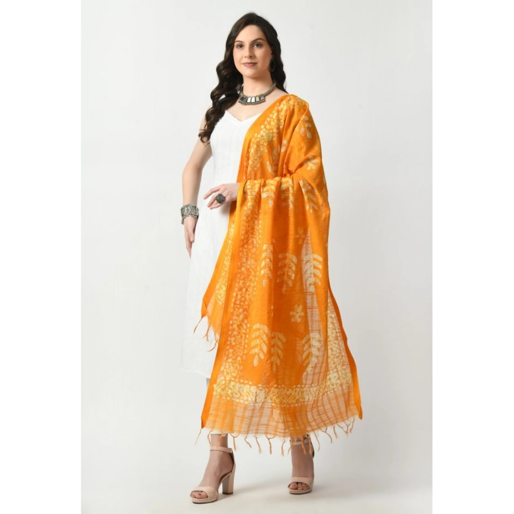 Generic Women's Cotton Printed Dupatta (Yellow, Length: Free Size) - Image 2