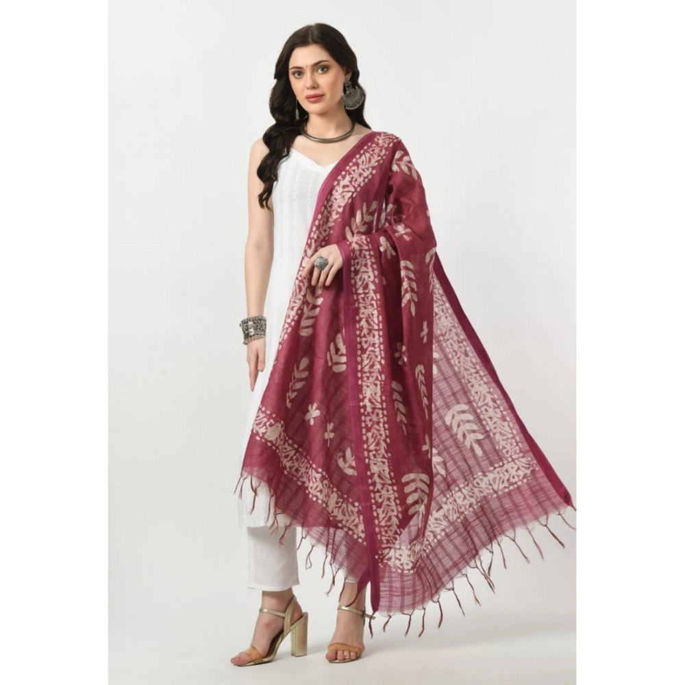 Generic Women's Cotton Printed Dupatta (Levender, Length: Free Size) - Image 2