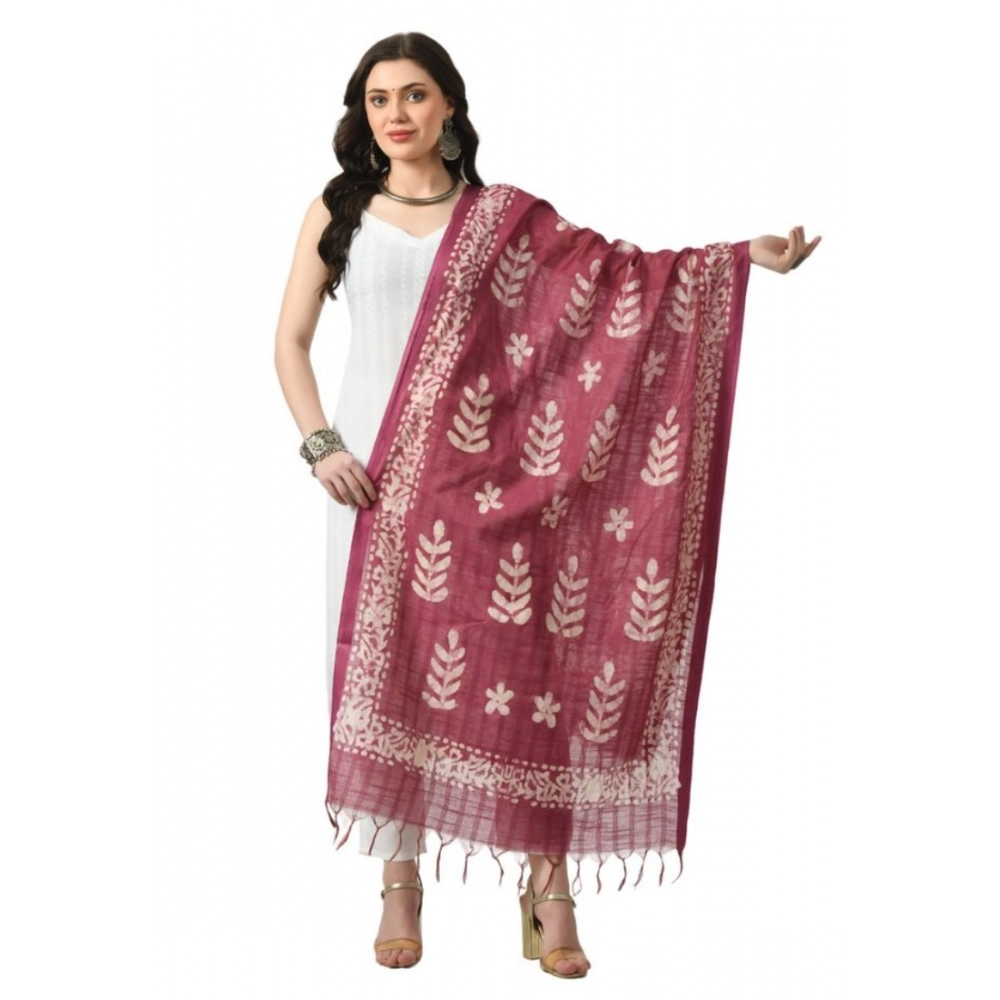 Generic Women's Cotton Printed Dupatta (Levender, Length: Free Size)
