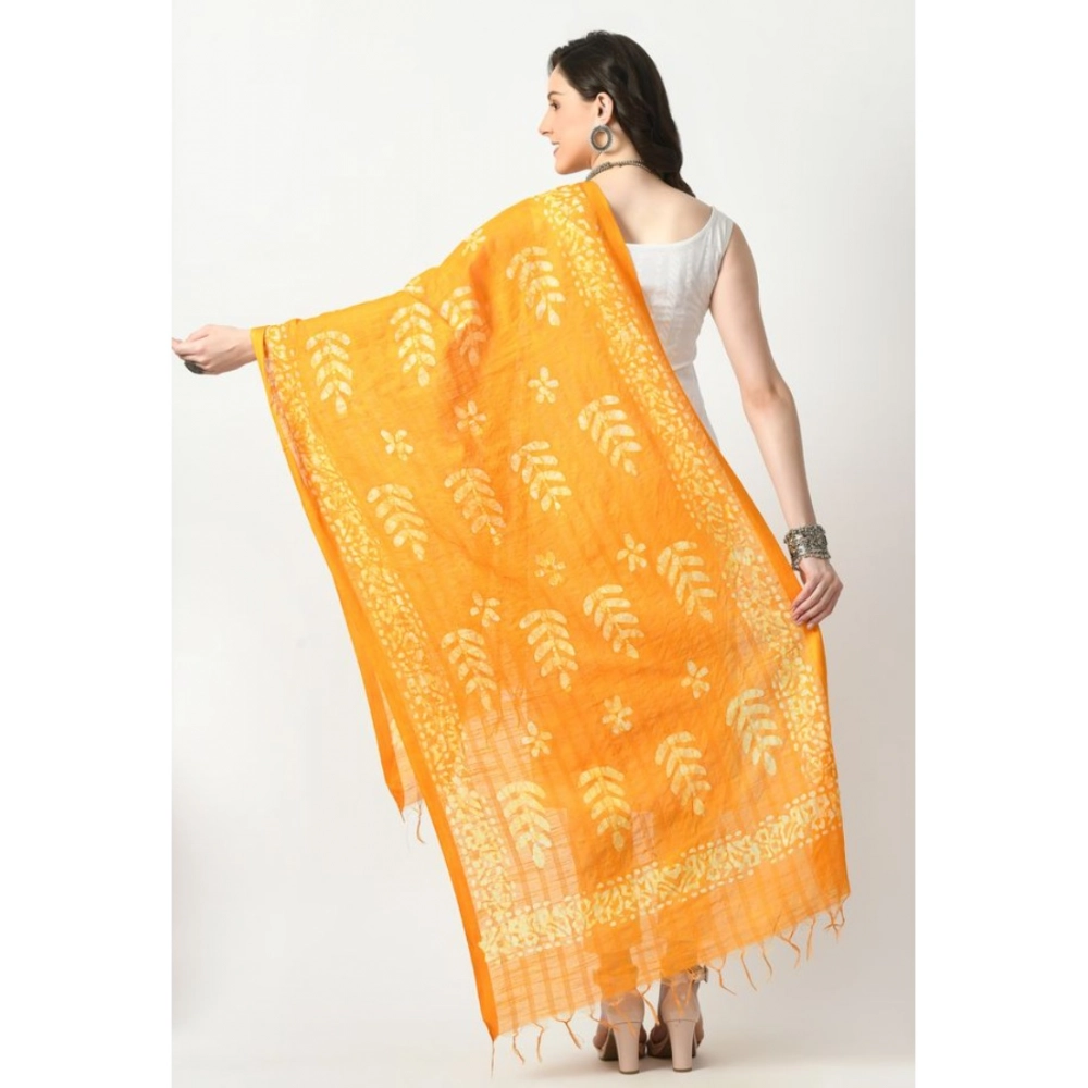 Generic Women's Cotton Printed Dupatta (Yellow, Length: Free Size) - Image 4