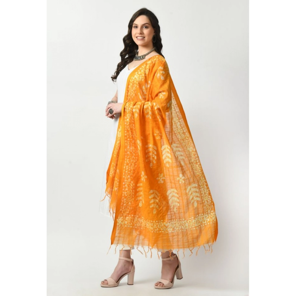 Generic Women's Cotton Printed Dupatta (Yellow, Length: Free Size) - Image 3