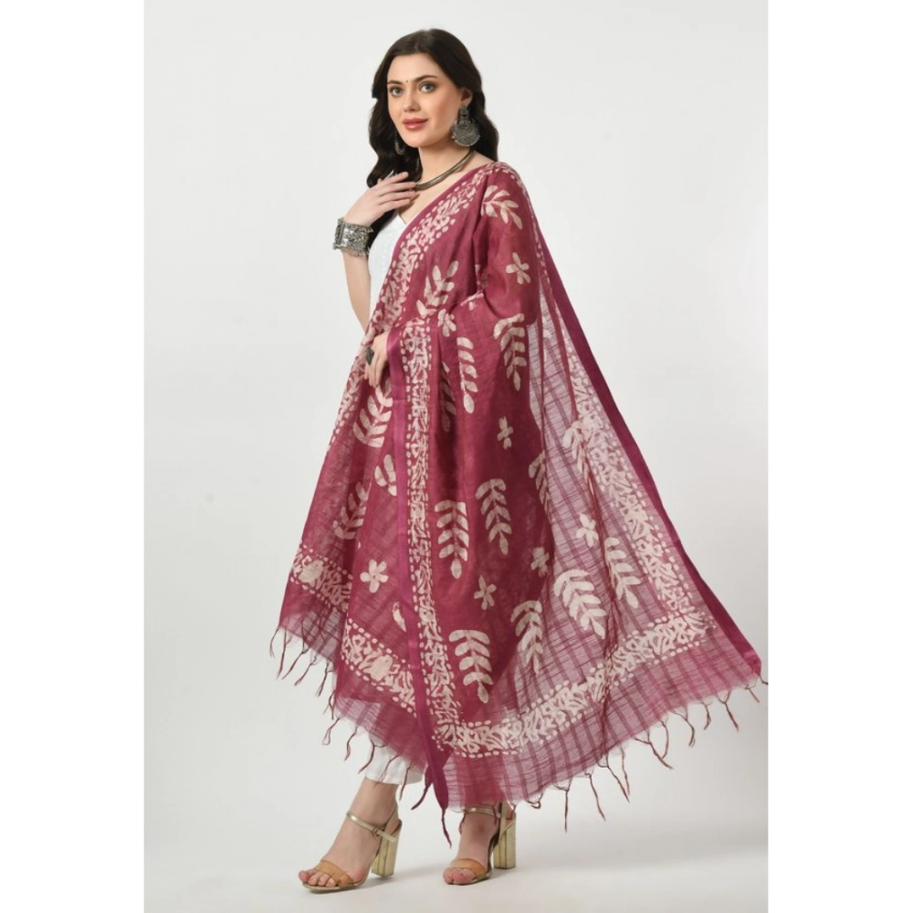 Generic Women's Cotton Printed Dupatta (Levender, Length: Free Size) - Image 3