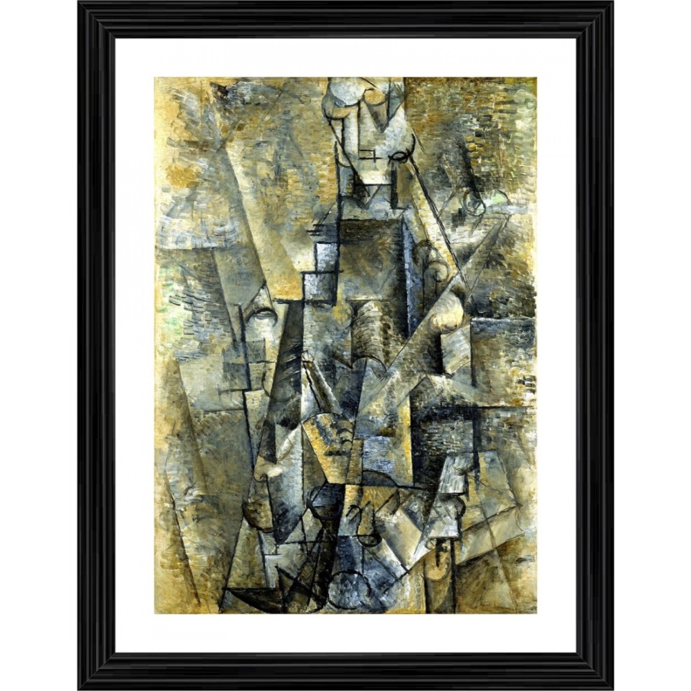 Generic Man with a Clarinet 1911 Painting With Wood Photo Frame (Multicolor)