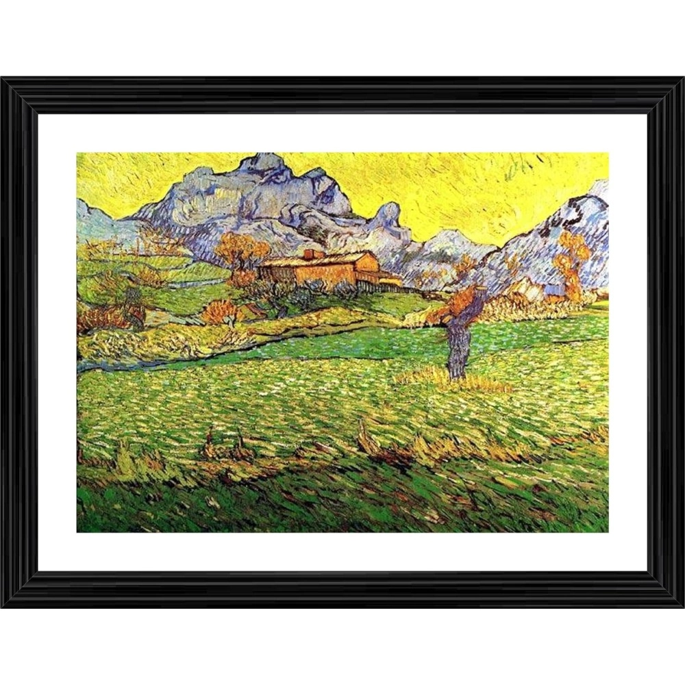 Generic Meadow in the Mountains Saint Paul 1889 Painting With Wood Photo Frame (Multicolor)