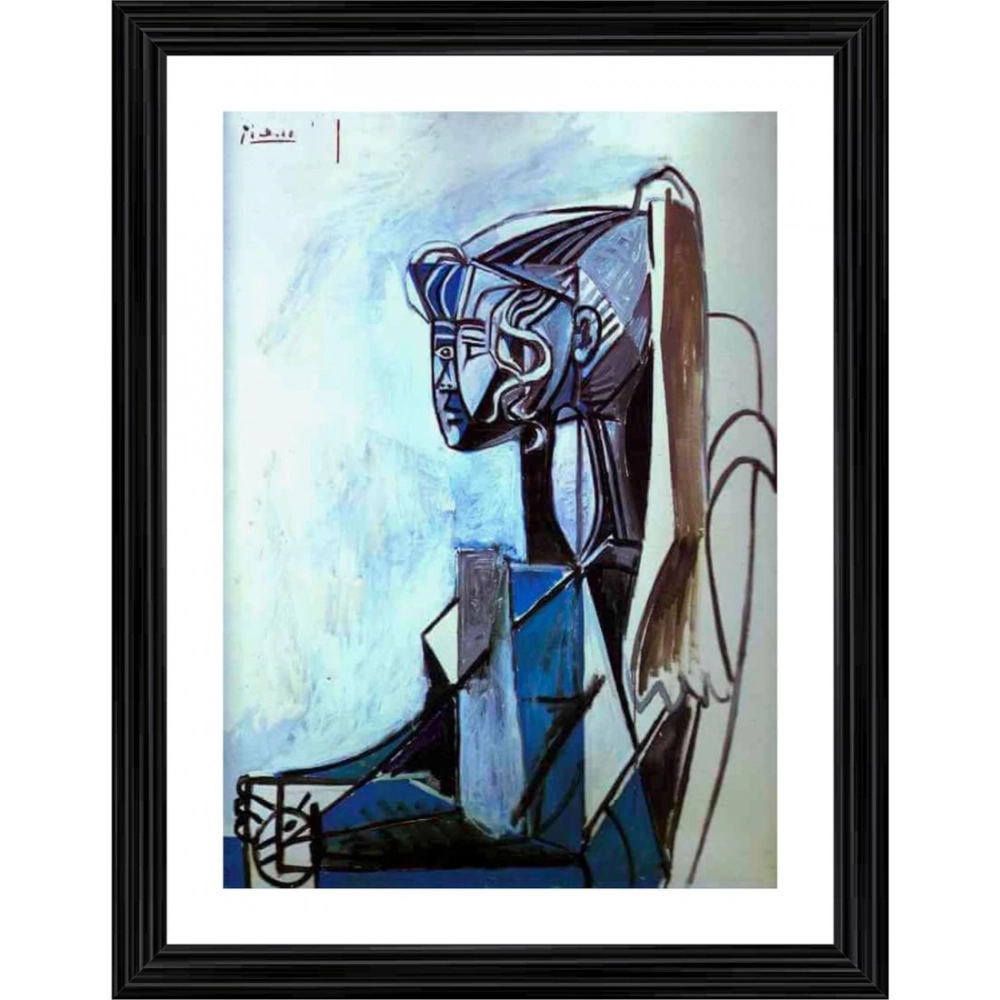 Generic Portrait of Sylvette 1954 Painting With Wood Photo Frame (Multicolor)