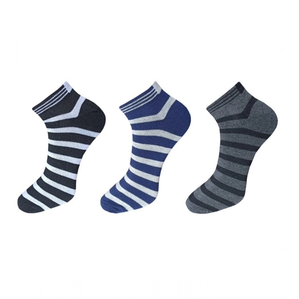 Generic 3_Pair Set Unisex Casual Cotton Solid Ankle Length Socks (Multicolor)