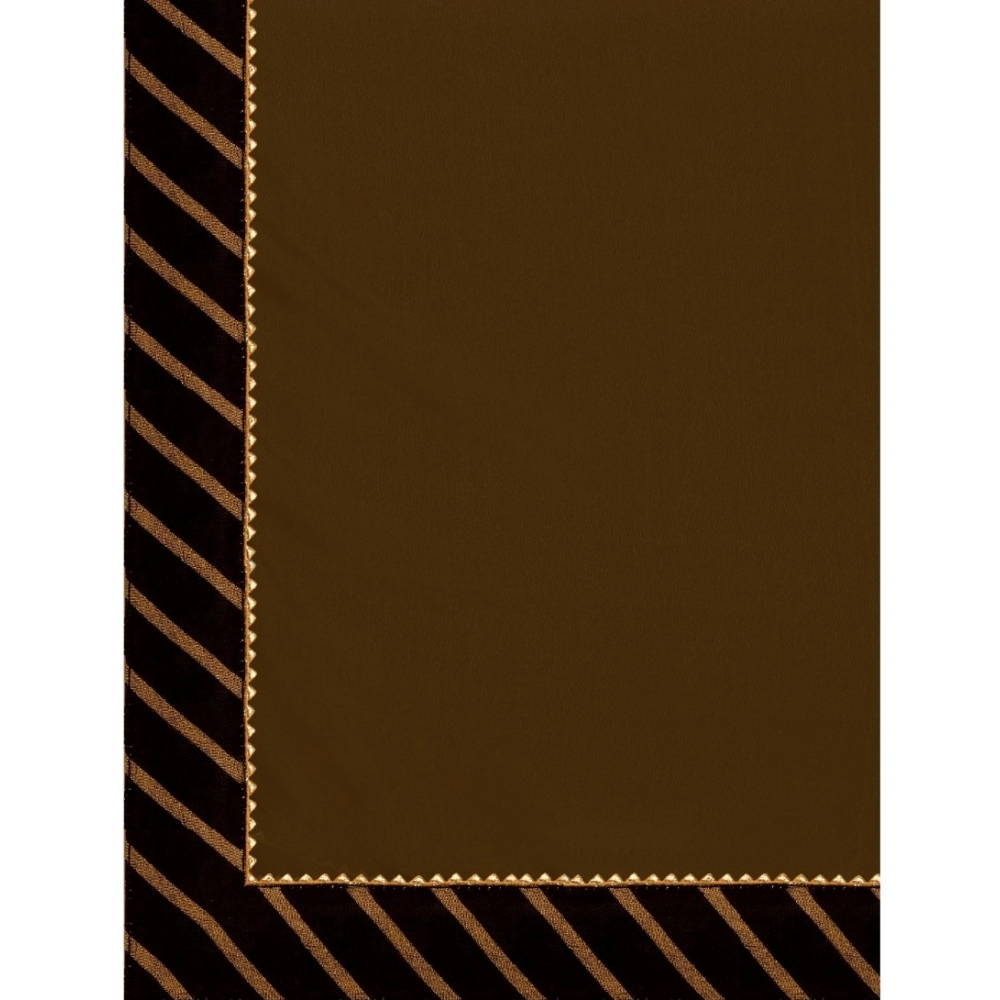 Generic Women's Chiffon Self Design Saree With Unstitched Blouse 5.5Mtr (Brown) - Image 2