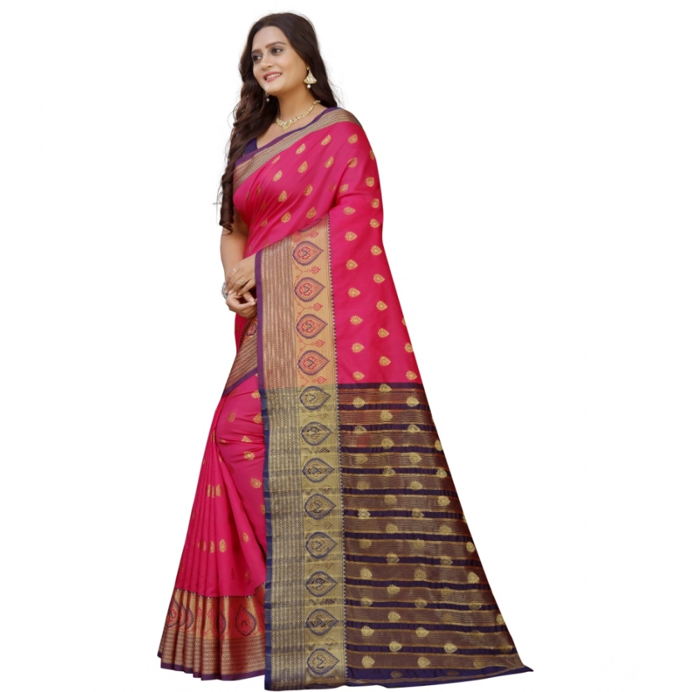 Generic Women's Silk Blend Woven Saree With Unstitched Blouse 5.5Mtr (Multicolor) - Image 2