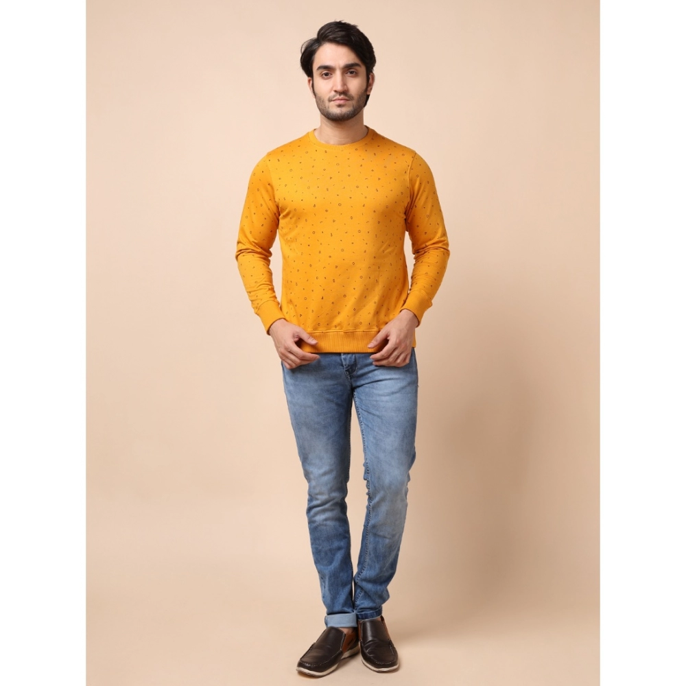 Generic Men's Casual Cotton Printed Round Neck Full Sleeve Sweat T-Shirt (Mustard) - Image 7