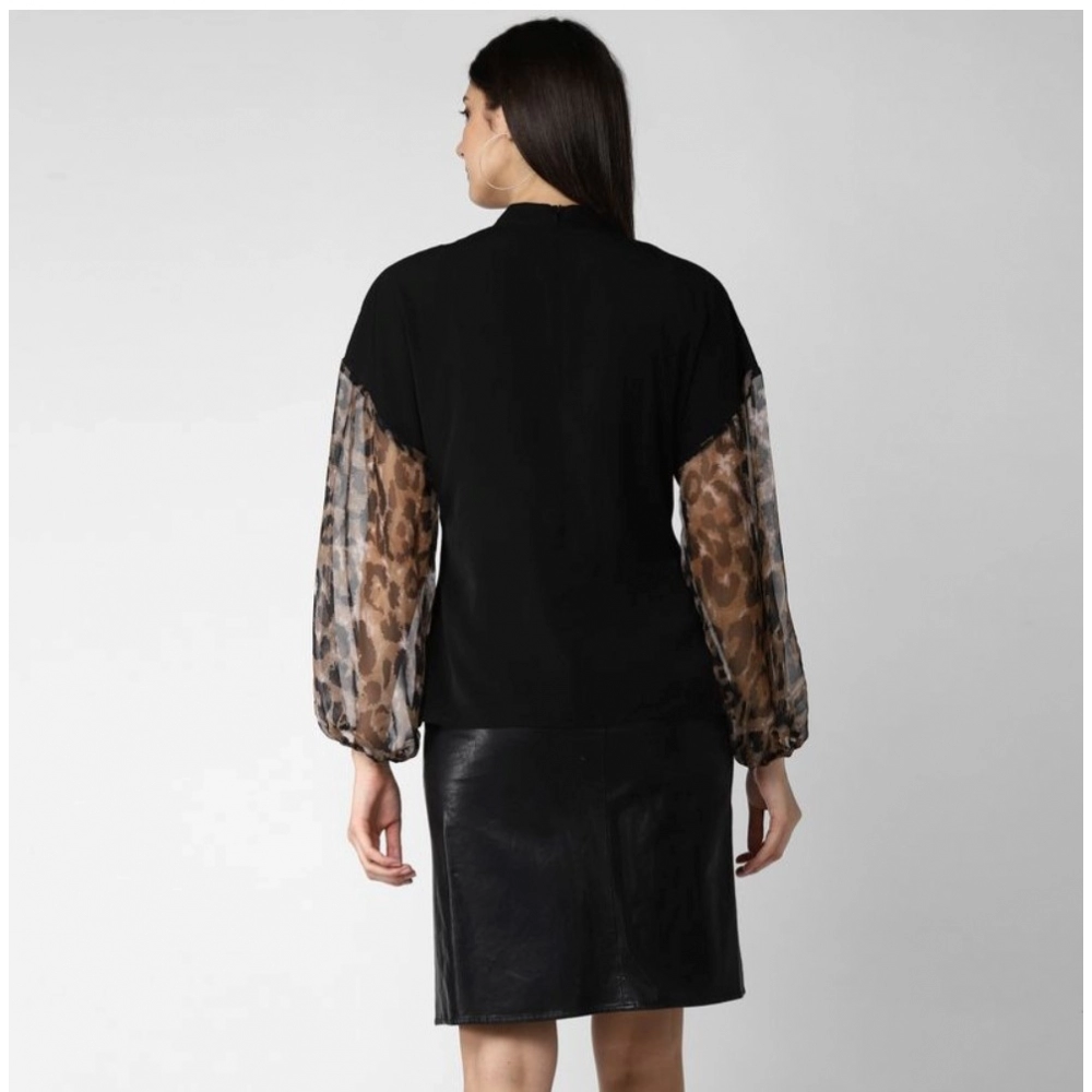Generic Women's Polyester Animal Print Long Sleeves Top (Black) - Image 7