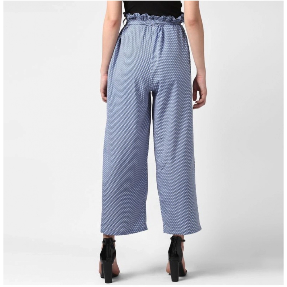 Generic Women's Polyester Striped Elasticated Trousers (Blue) - Image 4