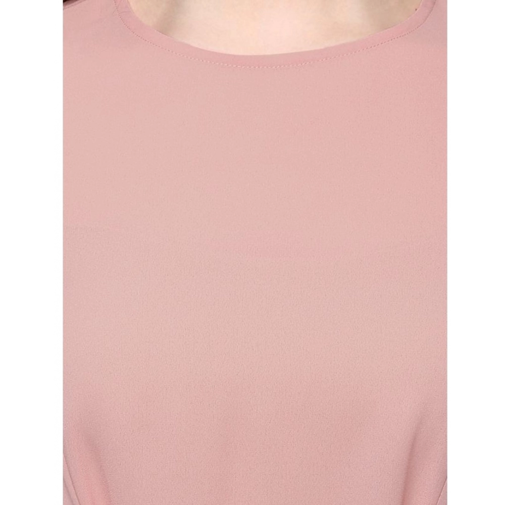 Generic Women's Polyester Solid Long Sleeves Regular Top (Pink) - Image 2