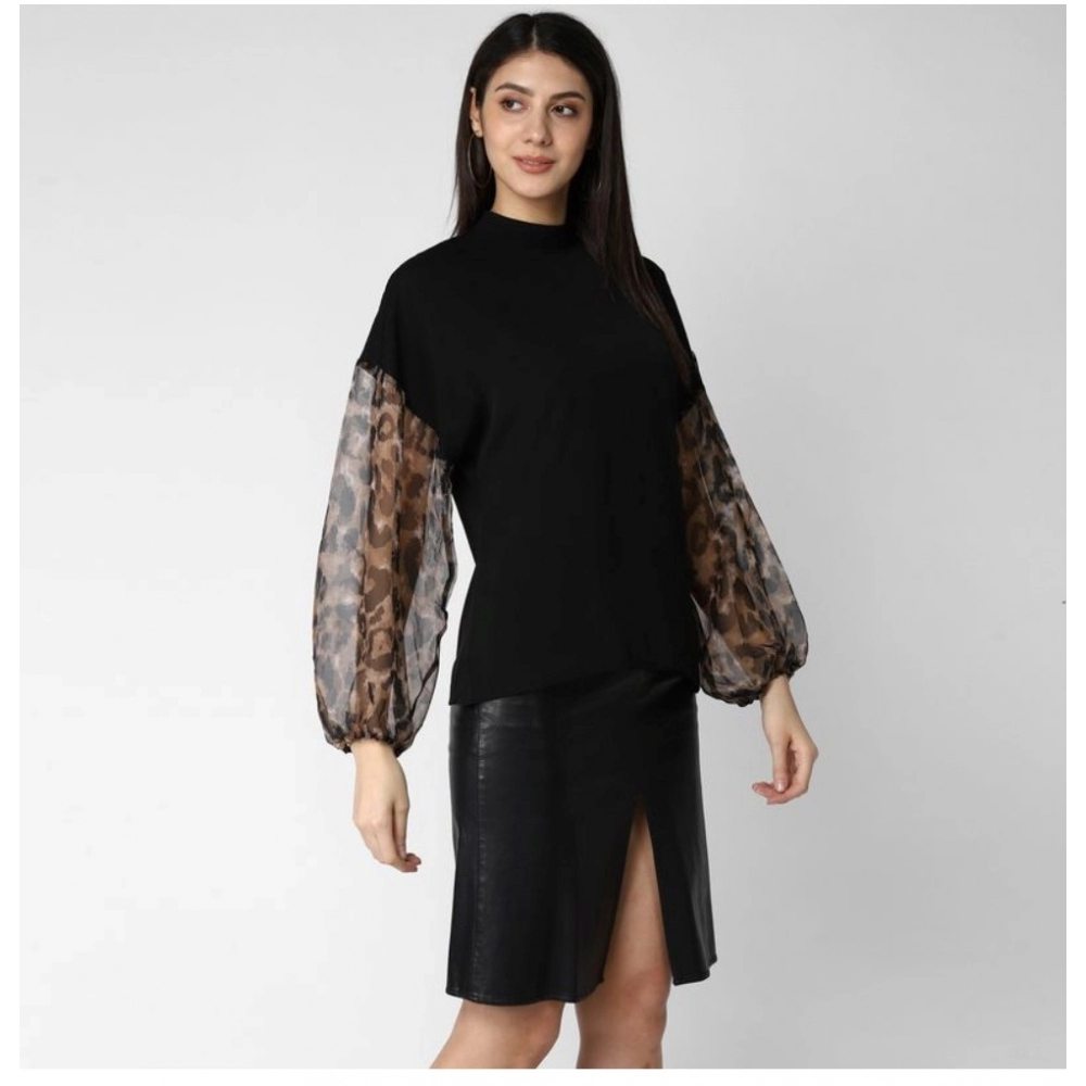 Generic Women's Polyester Animal Print Long Sleeves Top (Black) - Image 4