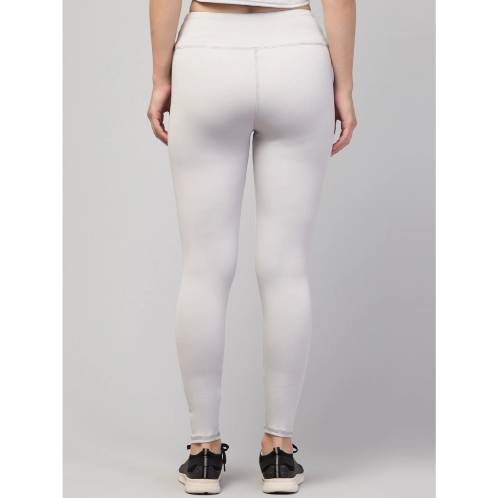 Generic Women's Polyester Solid Ankle Length High-Rise Tights (Light Grey) - Image 6