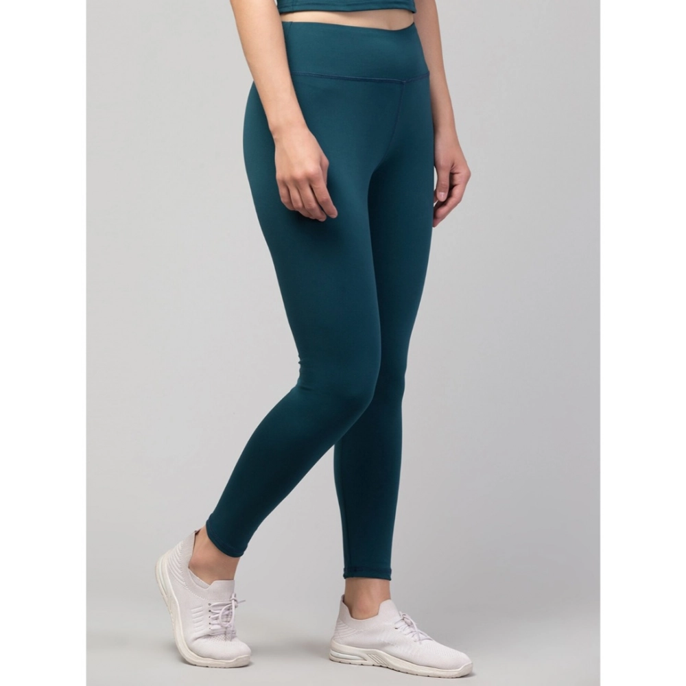 Generic Women's Polyester Solid Ankle Length High-Rise Tights (Green) - Image 2